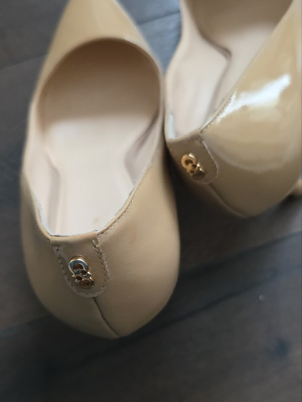 Cole Haan Beige Patent Leather Pointed-Toe Pumps - Picture 7 of 9